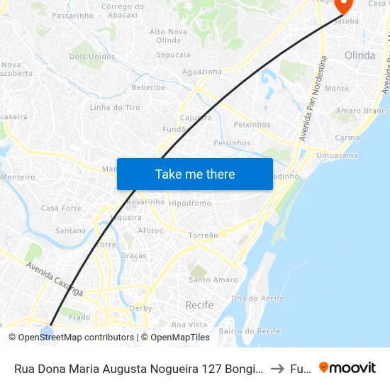 Rua Dona Maria Augusta Nogueira 127 Bongi Recife - Pernambuco 50751 Brasil to Funeso map