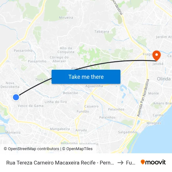 Rua Tereza Carneiro Macaxeira Recife - Pernambuco 52090 Brasil to Funeso map