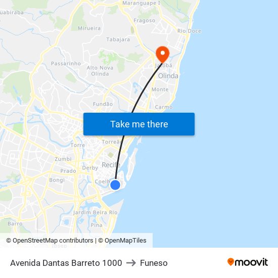 Avenida Dantas Barreto 1000 to Funeso map