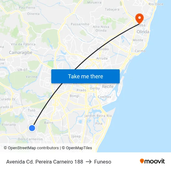 Avenida Cd. Pereira Carneiro 188 to Funeso map
