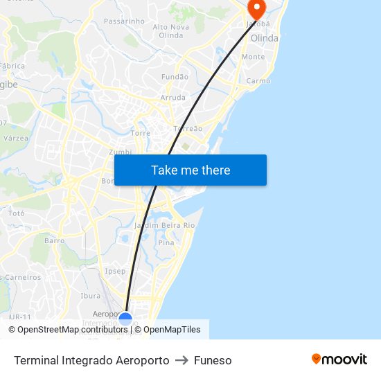 Terminal Integrado Aeroporto to Funeso map