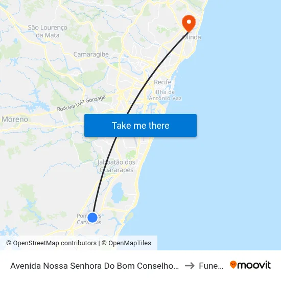 Avenida Nossa Senhora Do Bom Conselho 128 to Funeso map