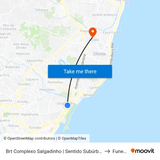 Brt Complexo Salgadinho | Sentido Subúrbio to Funeso map