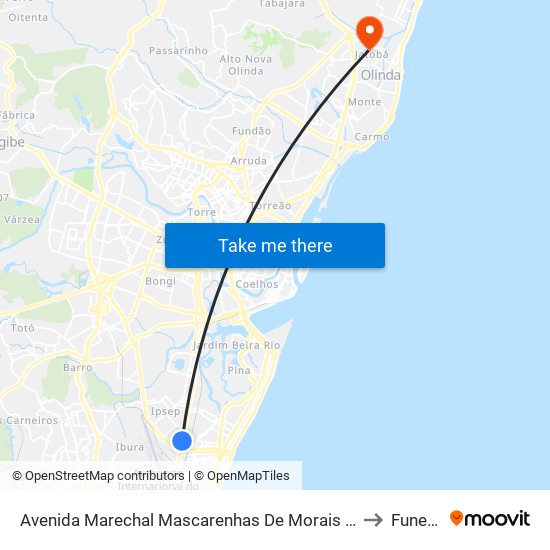 Avenida Marechal Mascarenhas De Morais 4152 to Funeso map