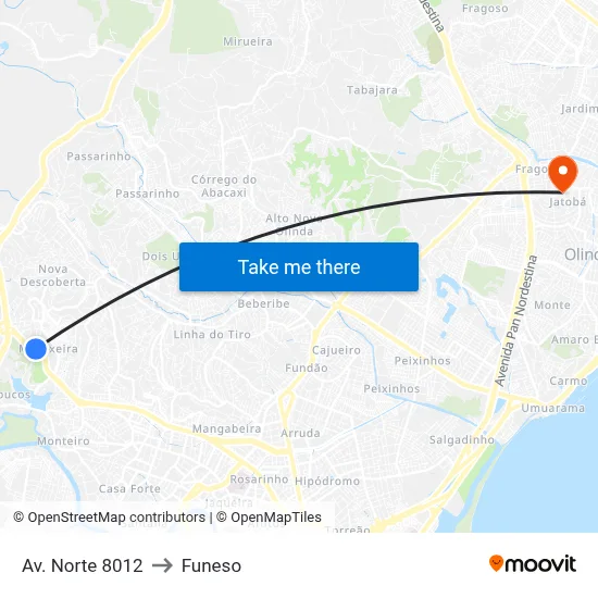 Av. Norte 8012 to Funeso map