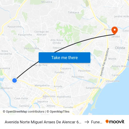 Avenida Norte Miguel Arraes De Alencar 6445 to Funeso map