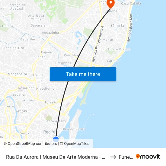 Rua Da Aurora | Museu De Arte Moderna - Parada 1 to Funeso map