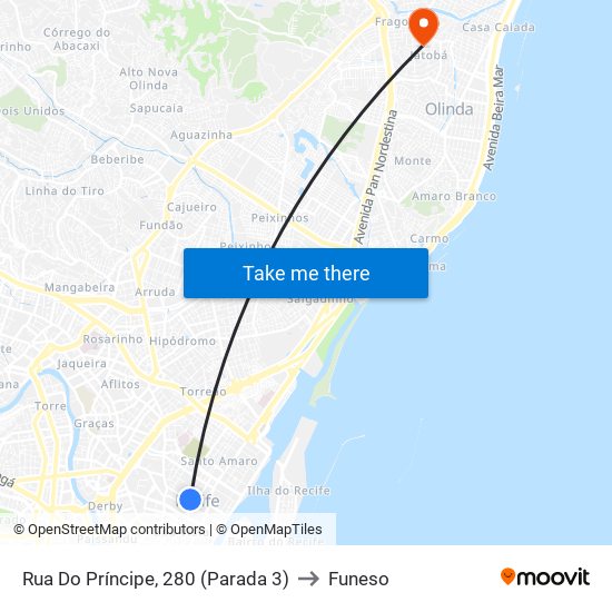 Rua Do Príncipe, 280 (Parada 3) to Funeso map