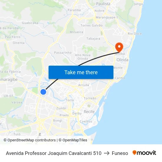 Avenida Professor Joaquim Cavalcanti 510 to Funeso map