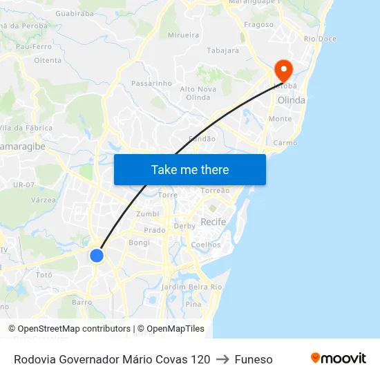 Rodovia Governador Mário Covas 120 to Funeso map