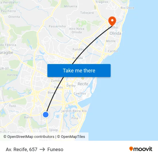 Av. Recife, 657 to Funeso map