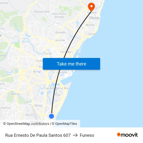 Rua Ernesto De Paula Santos 607 to Funeso map