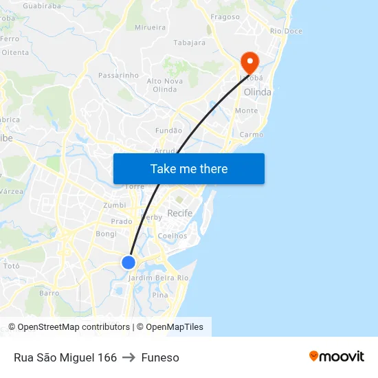 Rua São Miguel 166 to Funeso map
