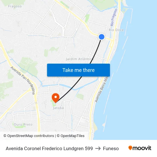 Avenida Coronel Frederico Lundgren 599 to Funeso map