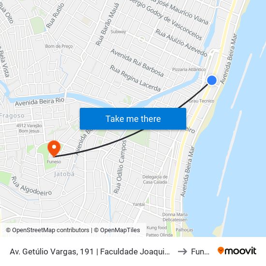 Av. Getúlio Vargas, 191 | Faculdade Joaquim Nabuco to Funeso map