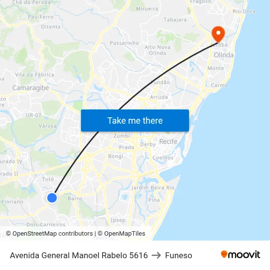 Avenida General Manoel Rabelo 5616 to Funeso map