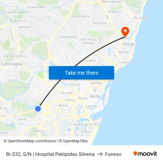 Br-232, S/N | Hospital Pelópidas Silveira to Funeso map