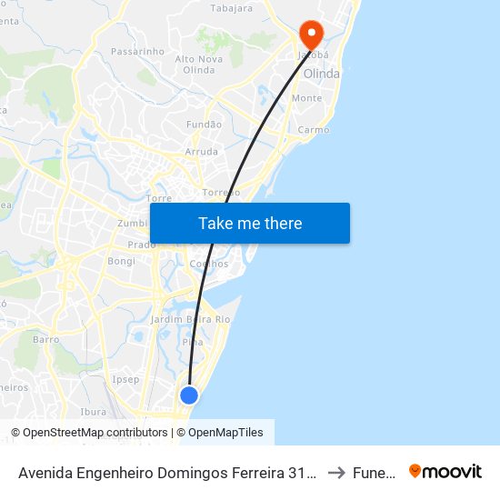 Avenida Engenheiro Domingos Ferreira 3127 to Funeso map