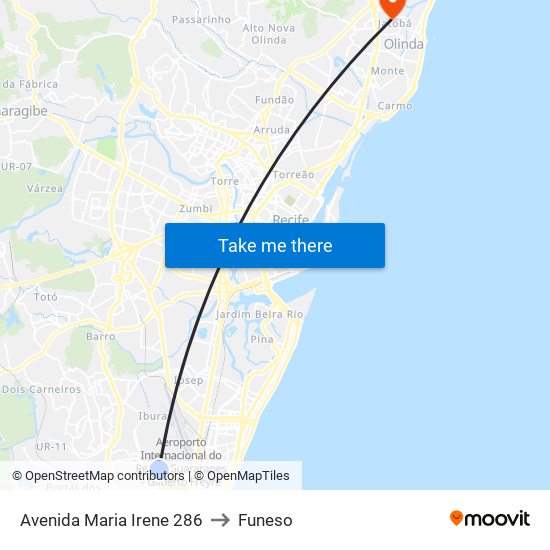 Avenida Maria Irene 286 to Funeso map