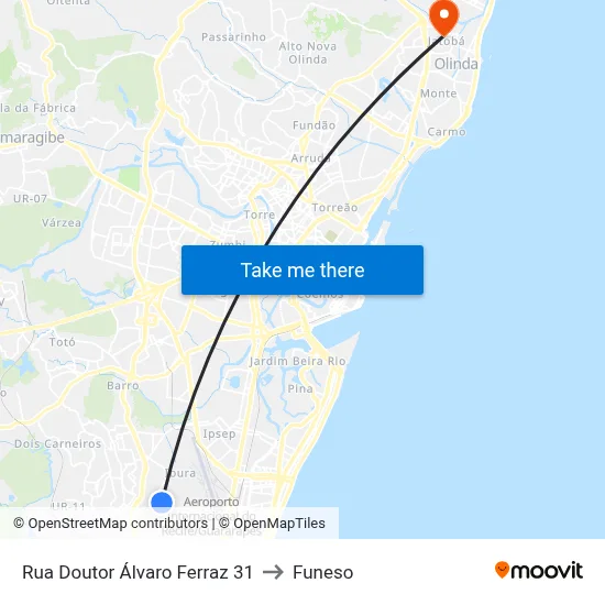 Rua Doutor Álvaro Ferraz 31 to Funeso map