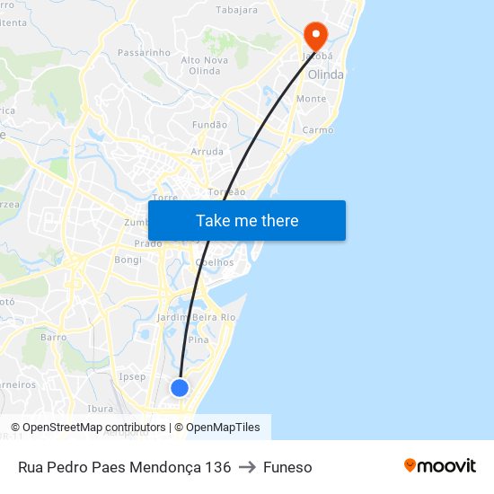 Rua Pedro Paes Mendonça 136 to Funeso map