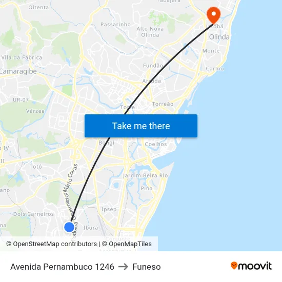 Avenida Pernambuco 1246 to Funeso map