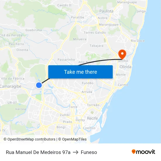 Rua Manuel De Medeiros 97a to Funeso map