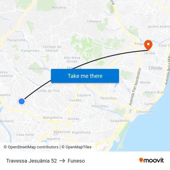 Travessa Jesuânia 52 to Funeso map