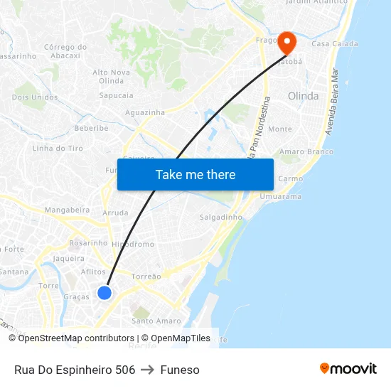 Rua Do Espinheiro 506 to Funeso map
