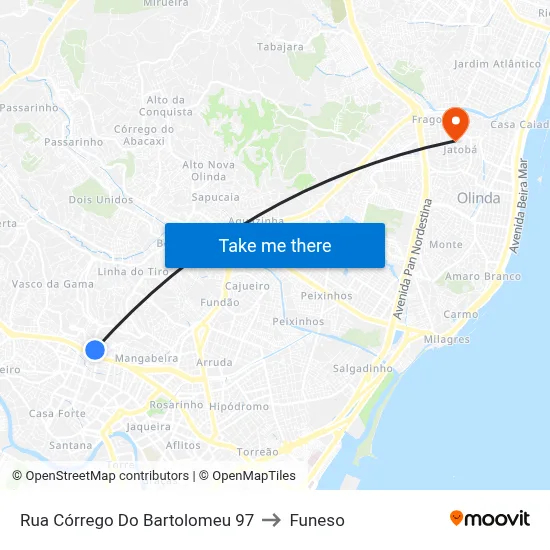 Rua Córrego Do Bartolomeu 97 to Funeso map