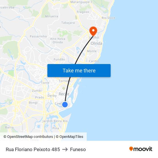 Rua Floriano Peixoto 485 to Funeso map