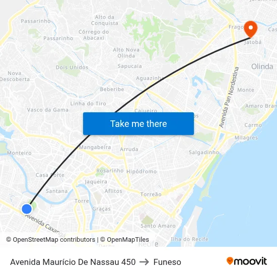 Avenida Maurício De Nassau 450 to Funeso map