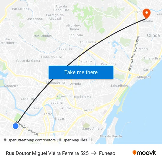 Rua Doutor Miguel Viêira Ferreira 525 to Funeso map