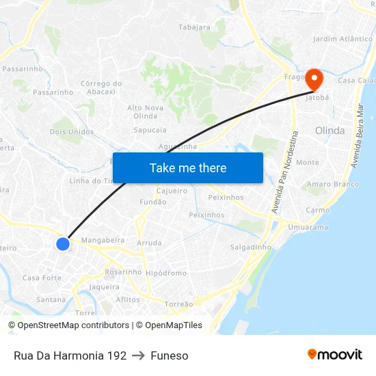 Rua Da Harmonia 192 to Funeso map