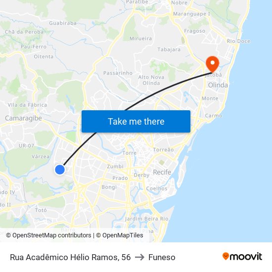 Rua Acadêmico Hélio Ramos, 56 to Funeso map