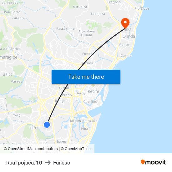 Rua Ipojuca, 10 to Funeso map