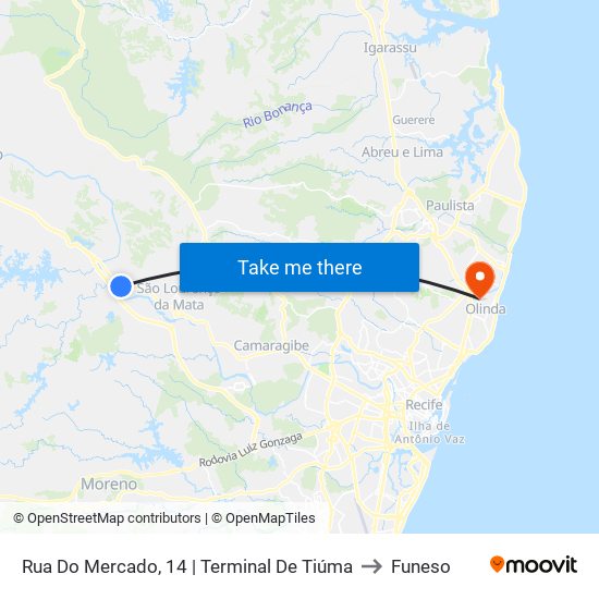 Rua Do Mercado, 14 | Terminal De Tiúma to Funeso map