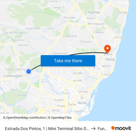 Estrada Dos Pintos, 1 | Mini Terminal Sítio Dos Pintos to Funeso map