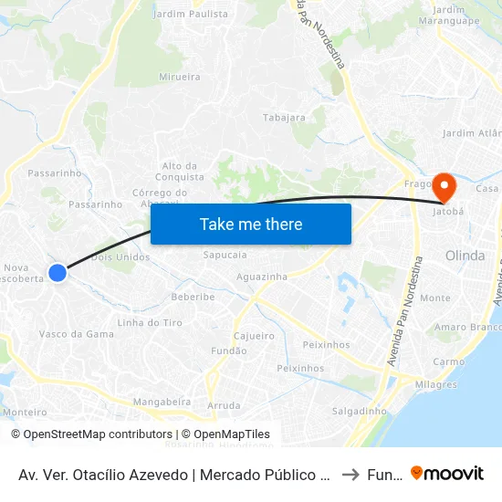 Av. Ver. Otacílio Azevedo | Mercado Público De Nova Descoberta to Funeso map