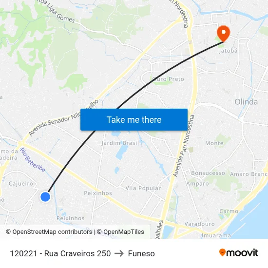 120221 - Rua Craveiros 250 to Funeso map