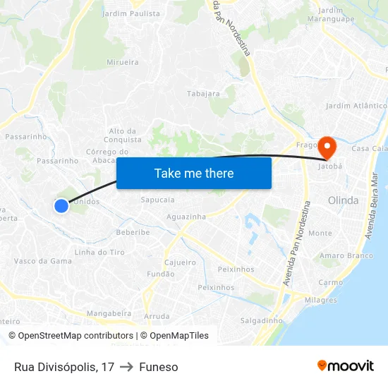 Rua Divisópolis, 17 to Funeso map