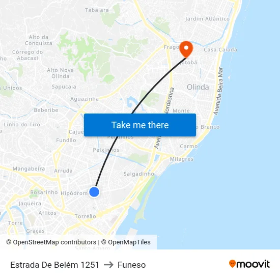 Estrada De Belém 1251 to Funeso map
