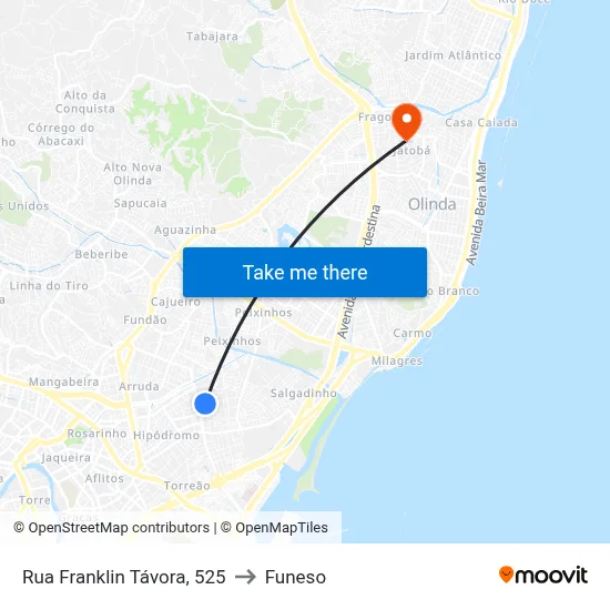 Rua Franklin Távora, 525 to Funeso map