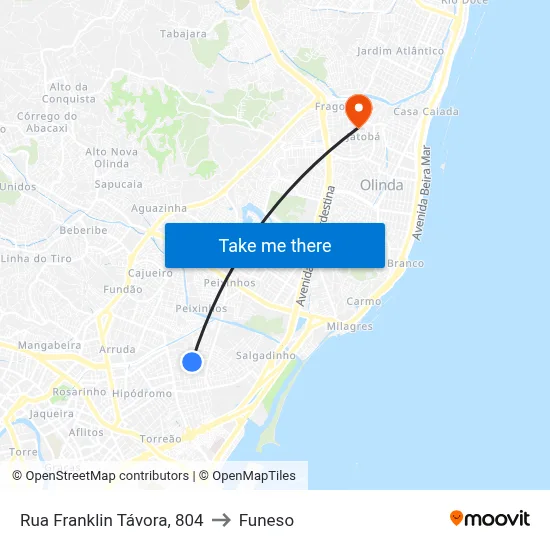 Rua Franklin Távora, 804 to Funeso map