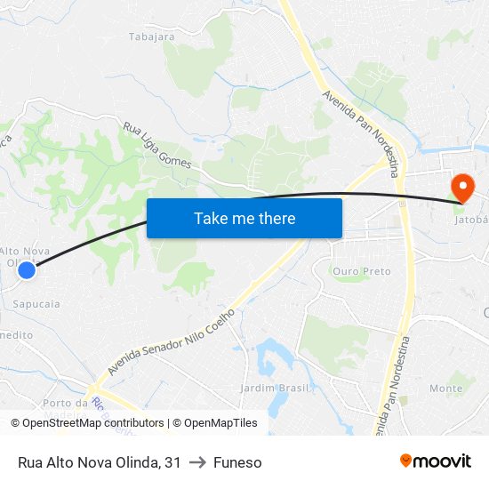 Rua Alto Nova Olinda, 31 to Funeso map