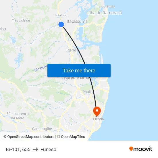 Br-101, 655 to Funeso map