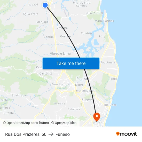 Rua Dos Prazeres, 60 to Funeso map