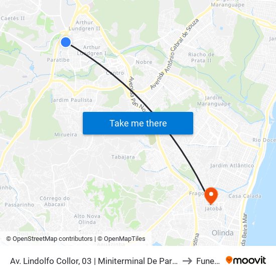 Av. Lindolfo Collor, 03 | Miniterminal De Paratibe to Funeso map