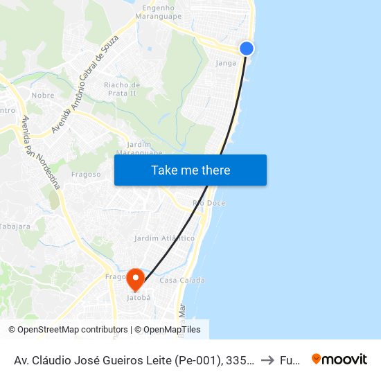 Av. Cláudio José Gueiros Leite (Pe-001), 335 | Janga Medical Center to Funeso map