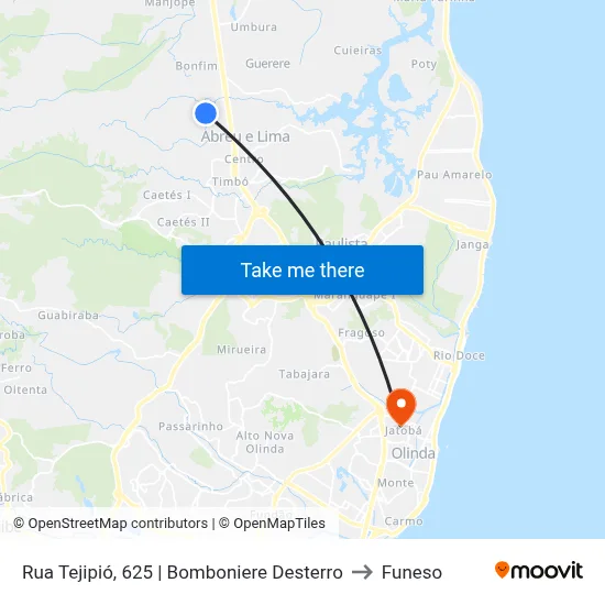 Rua Tejipió, 625 | Bomboniere Desterro to Funeso map